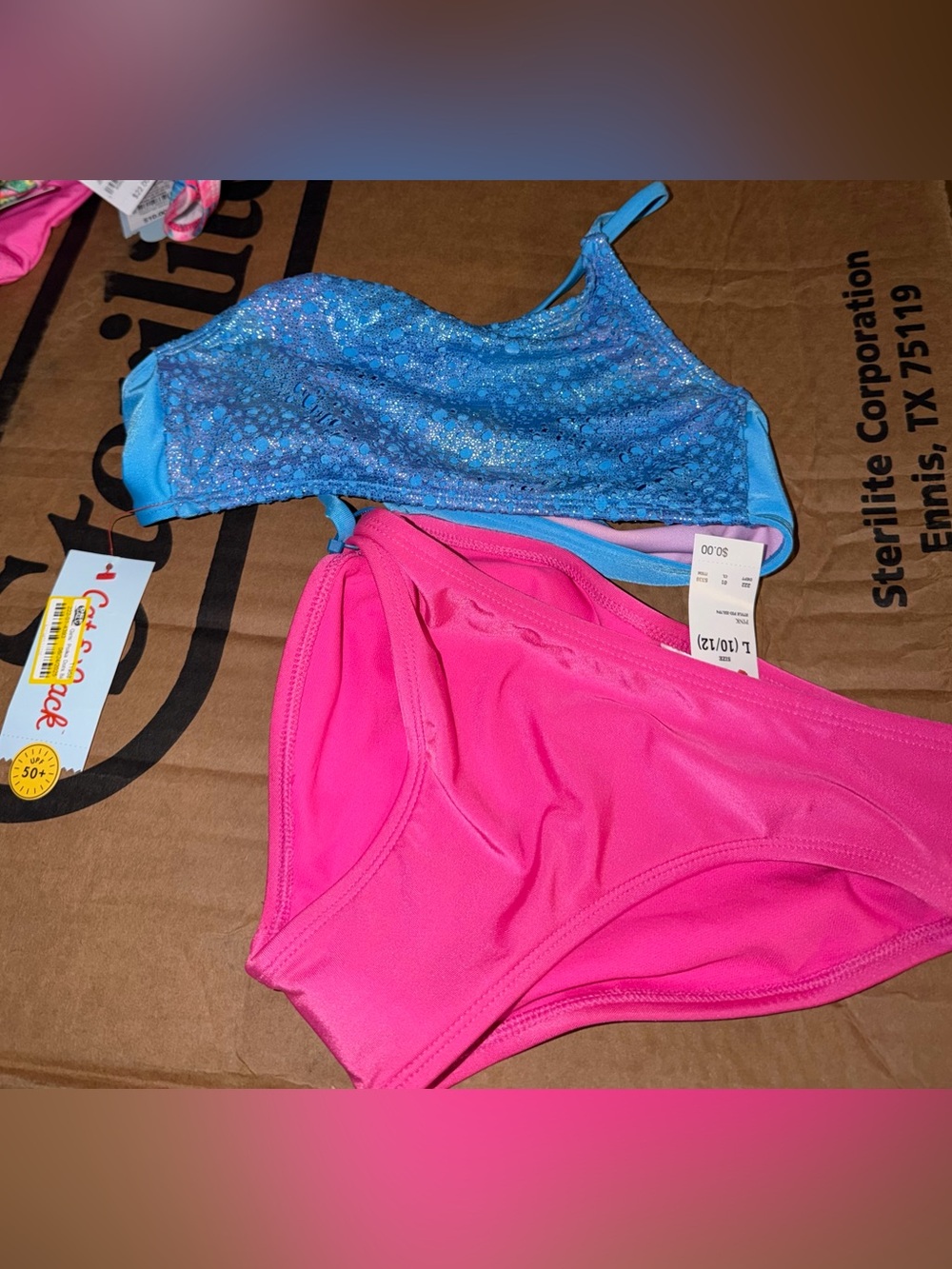 Target Girls Two-Piece Swim Bikini Set in Blue and Hot Pink